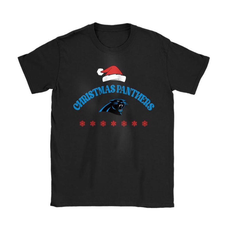 Carolina Panthers Merry Christmas NFL Gift For Fan Cute Santa Hohoho Unisex T-Shirt Cotton Tee TAT20340