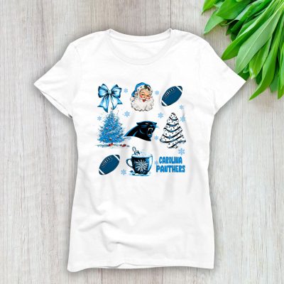 Carolina Panthers Merry Christmas NFL Gift For Fan Santa Xmas Family Christmas Lady T-Shirt Women Tee LTL20342