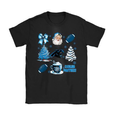 Carolina Panthers Merry Christmas NFL Gift For Fan Santa Xmas Family Christmas Unisex T-Shirt Cotton Tee TAT20342