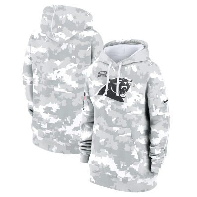 Carolina Panthers Women's 2024 Salute To Service Club Fleece Pullover Hoodie - Arctic Camo