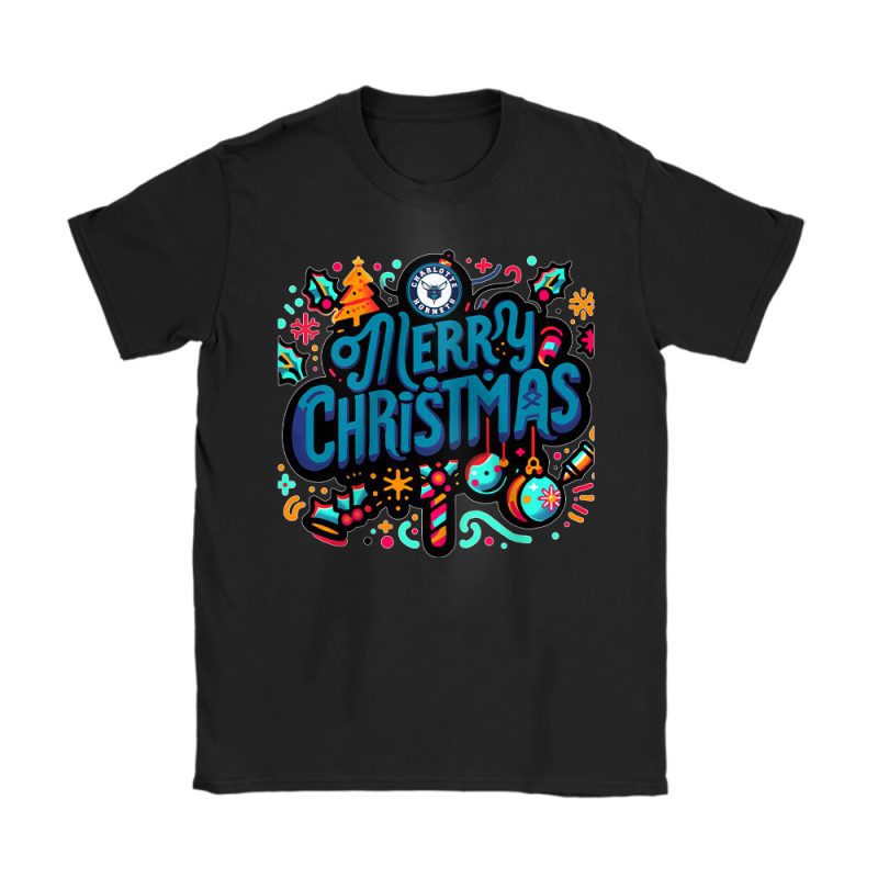 Charlotte Hornets Merry Christmas NBA Gift For Fan Christmas Funny Unisex T-Shirt Cotton Tee TAT21355