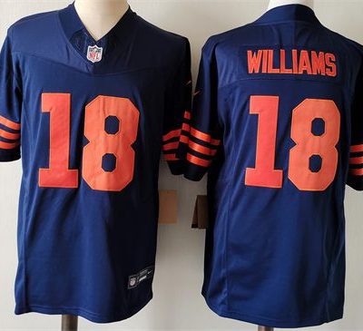 Chicago Bears #18 Caleb Williams Navy 2024 Draft Color Rush F.U.S.E. Vapor Football Stitched Jersey