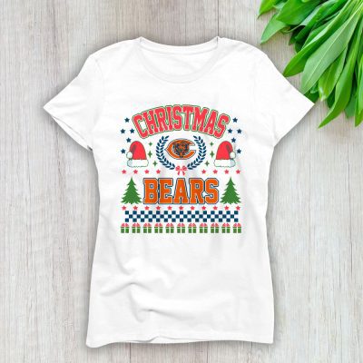 Chicago Bears Merry Christmas NFL Gift For Fan Cute Santa Hohoho Lady T-Shirt Women Tee LTL20376