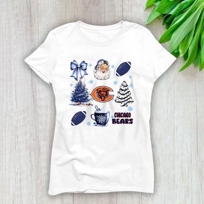 Chicago Bears Merry Christmas NFL Gift For Fan Santa Xmas Family Christmas Lady T-Shirt Women Tee LTL20377