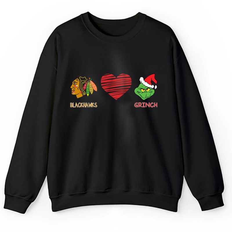 Chicago Blackhawks Merry Christmas NHL Gift For Fan Cute Grinch Unisex Sweatshirt TAH21662