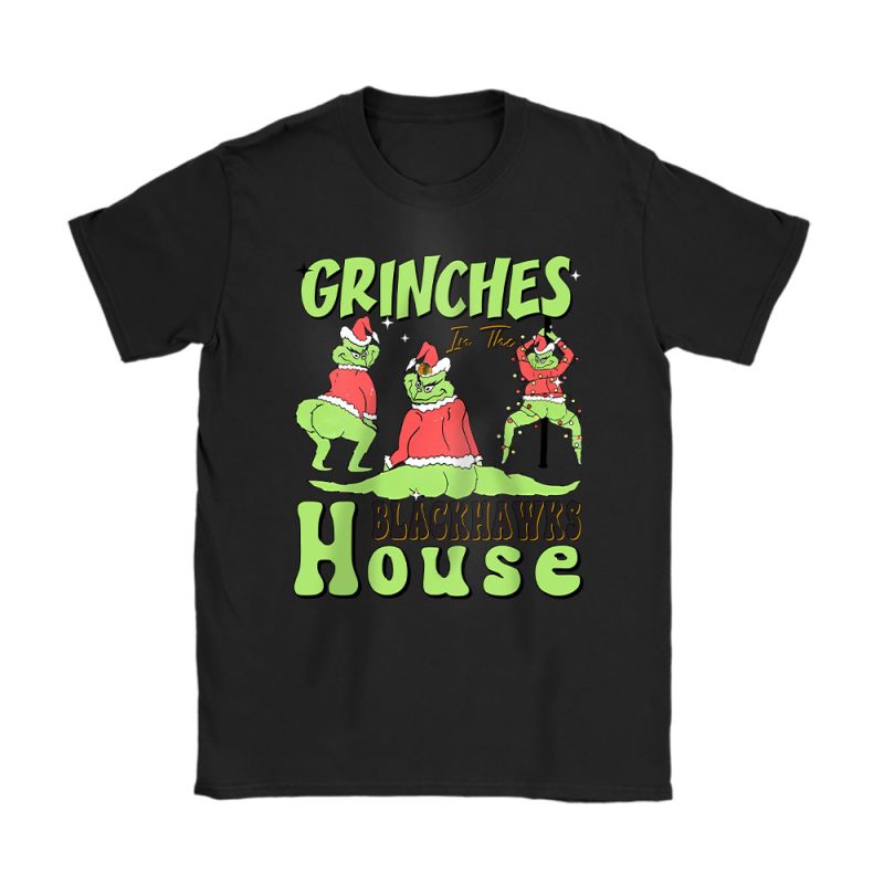 Chicago Blackhawks Merry Christmas NHL Gift For Fan Cute Grinch Unisex T-Shirt Cotton Tee TAT21661