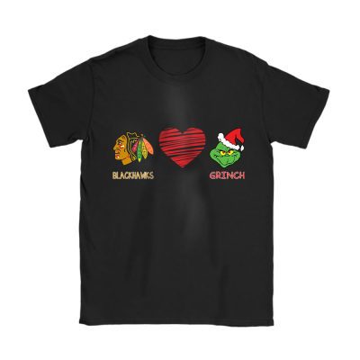 Chicago Blackhawks Merry Christmas NHL Gift For Fan Cute Grinch Unisex T-Shirt Cotton Tee TAT21662