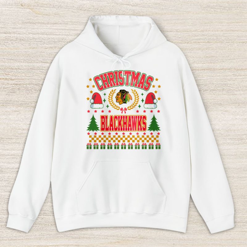 Chicago Blackhawks Merry Christmas NHL Gift For Fan Cute Santa Hohoho Unisex Hoodie TAS21663