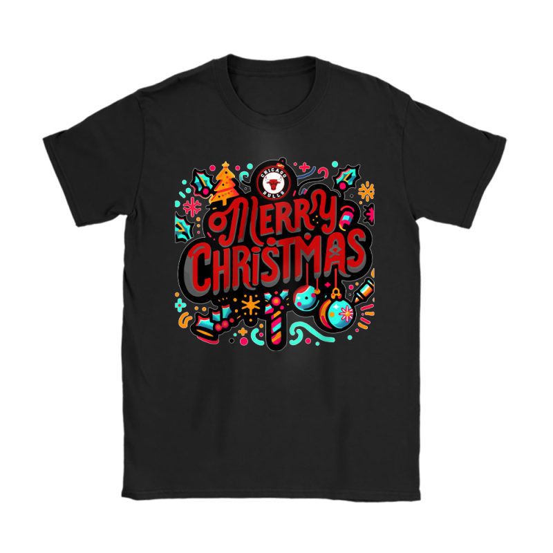 Chicago Bulls Merry Christmas NBA Gift For Fan Christmas Funny Unisex T-Shirt Cotton Tee TAT21364