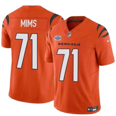 Cincinnati Bengals #71 Amarius Mims Orange 2024 With Dradt Patch F.U.S.E Vapor Untouchable Limited Football Stitched Jersey