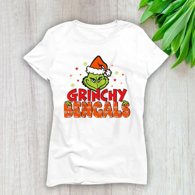 Cincinnati Bengals Merry Christmas NFL Gift For Fan Cute Grinch Lady T-Shirt Women Tee LTL20409