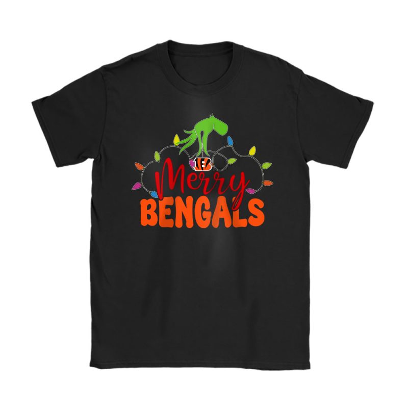 Cincinnati Bengals Merry Christmas NFL Gift For Fan Cute Grinch Unisex T-Shirt Cotton Tee TAT20404