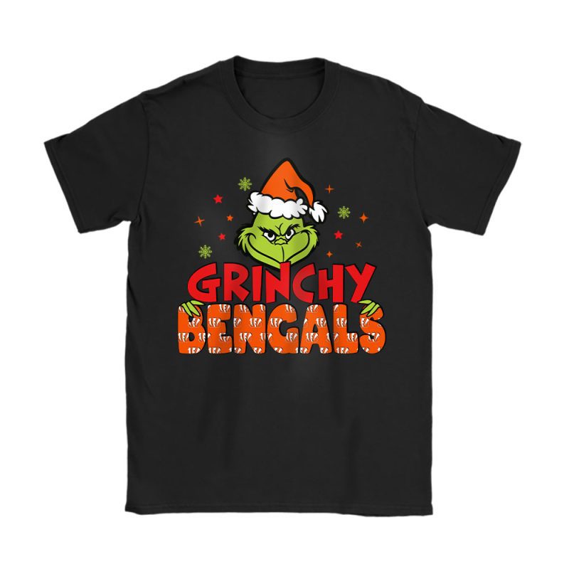 Cincinnati Bengals Merry Christmas NFL Gift For Fan Cute Grinch Unisex T-Shirt Cotton Tee TAT20409