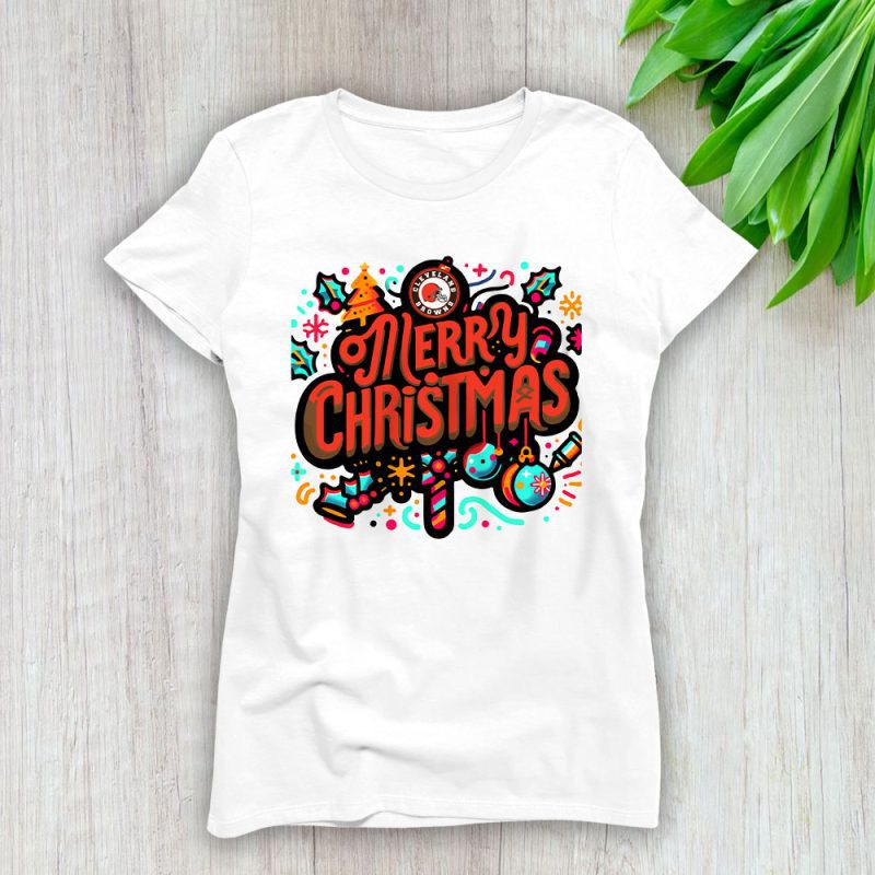 Cleveland Browns Merry Christmas NFL Gift For Fan Christmas Funny Lady T-Shirt Women Tee LTL20430