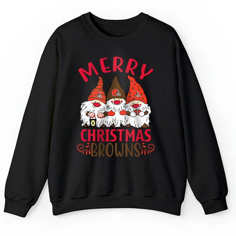 Cleveland Browns Merry Christmas NFL Gift For Fan Christmas Gnomes Unisex Sweatshirt TAH20429