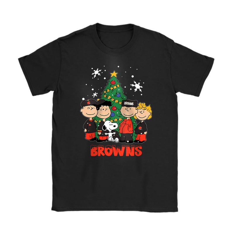 Cleveland Browns Merry Christmas NFL Gift For Fan Christmas Snoopy And Friends Unisex T-Shirt Cotton Tee TAT20436