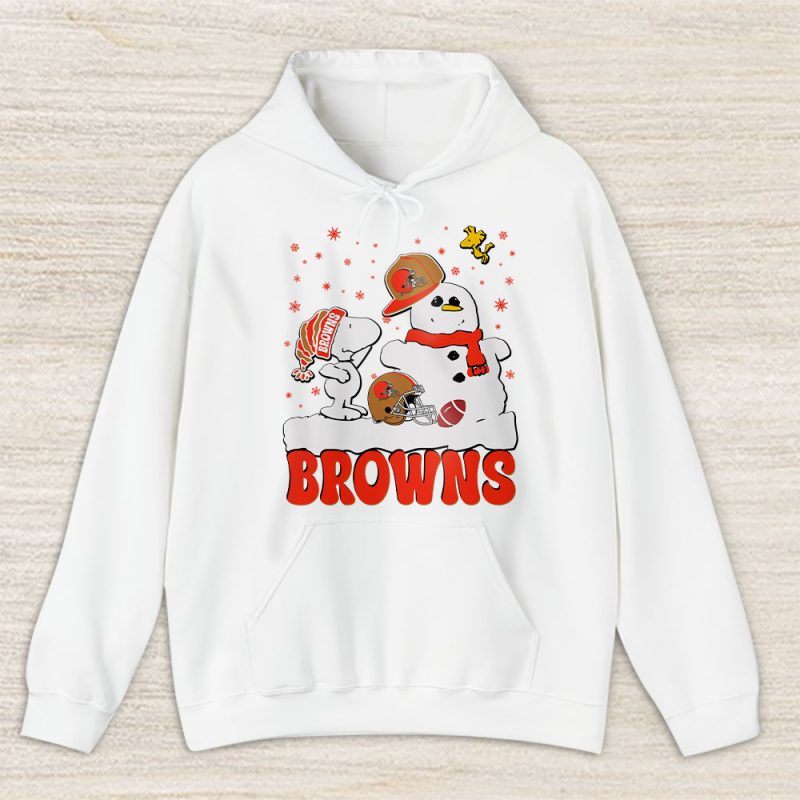 Cleveland Browns Merry Christmas NFL Gift For Fan Christmas Snoopy And Snow Man Unisex Hoodie TAS20437