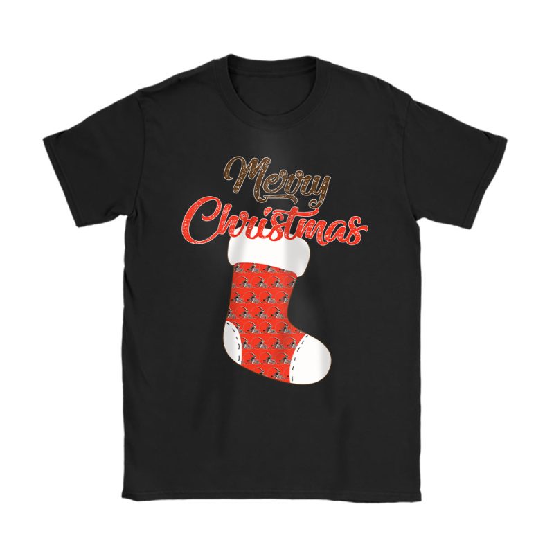 Cleveland Browns Merry Christmas NFL Gift For Fan Christmas Stocking Unisex T-Shirt Cotton Tee TAT20427