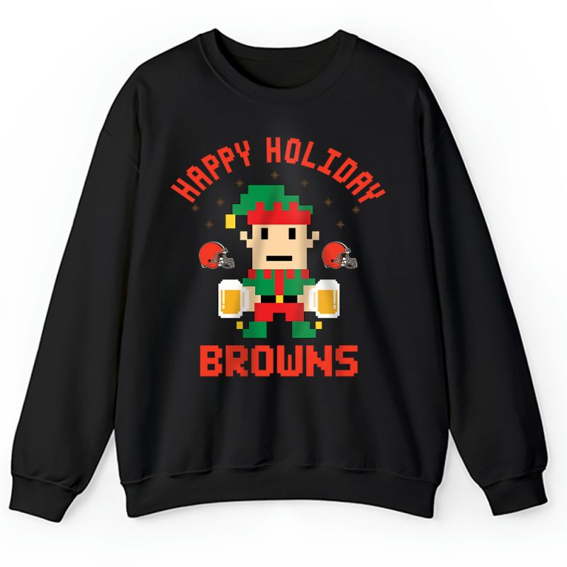 Cleveland Browns Merry Christmas NFL Gift For Fan Cute Elf Happy Holiday Unisex Sweatshirt TAH20417