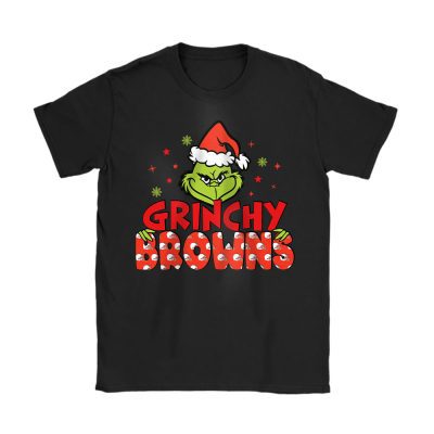 Cleveland Browns Merry Christmas NFL Gift For Fan Cute Grinch Unisex T-Shirt Cotton Tee TAT20444