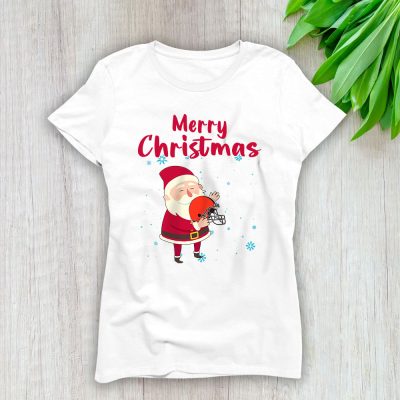 Cleveland Browns Merry Christmas NFL Gift For Fan Cute Santa Hohoho Lady T-Shirt Women Tee LTL20426