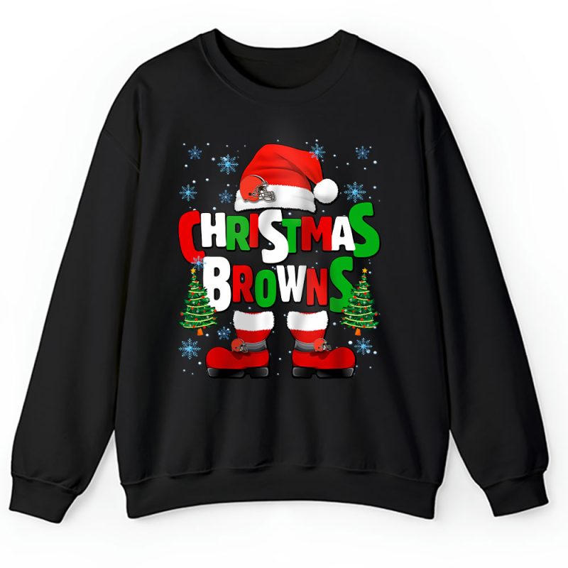 Cleveland Browns Merry Christmas NFL Gift For Fan Cute Santa Hohoho Unisex Sweatshirt TAH20416