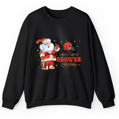 Cleveland Browns Merry Christmas NFL Gift For Fan Cute Santa Hohoho Unisex Sweatshirt TAH20438