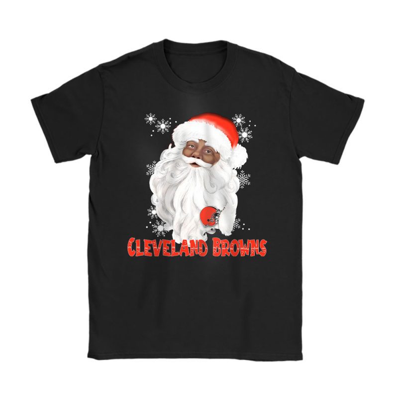 Cleveland Browns Merry Christmas NFL Gift For Fan Cute Santa Hohoho Unisex T-Shirt Cotton Tee TAT20413