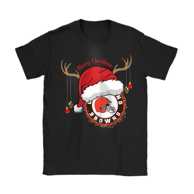 Cleveland Browns Merry Christmas NFL Gift For Fan Cute Santa Hohoho Unisex T-Shirt Cotton Tee TAT20423