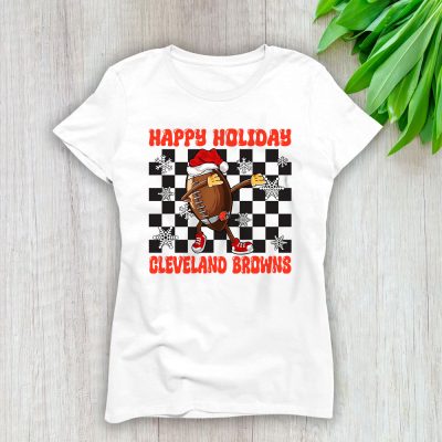 Cleveland Browns Merry Christmas NFL Gift For Fan Rugby Ball Lady T-Shirt Women Tee LTL20422