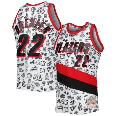 Clyde Drexler Portland Trail Blazers 1991-92 Hardwood Classics Doodle Swingman Jersey - White