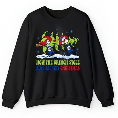 Columbus Blue Jackets Merry Christmas NHL Gift For Fan Cute Grinch Unisex Sweatshirt TAH21664