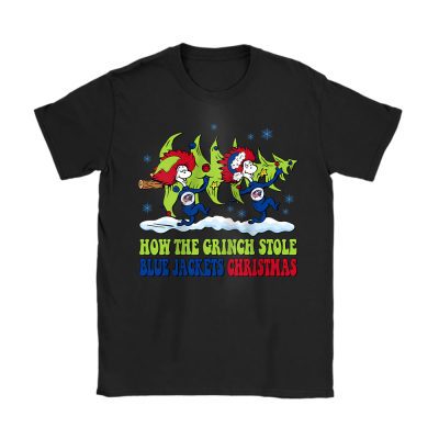 Columbus Blue Jackets Merry Christmas NHL Gift For Fan Cute Grinch Unisex T-Shirt Cotton Tee TAT21664