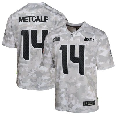 DK Metcalf Seattle Seahawks Youth 2024 Salute to Service Game Jersey - Arctic Camo