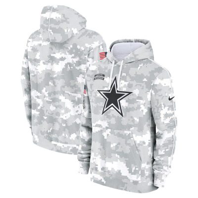 Dallas Cowboys Youth 2024 Salute To Service Pullover Hoodie - White/Gray