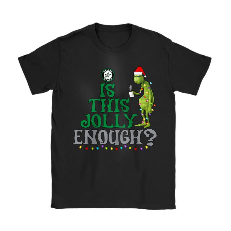 Dallas Stars Merry Christmas NHL Gift For Fan Cute Grinch Unisex T-Shirt Cotton Tee TAT21388