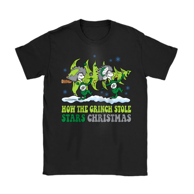 Dallas Stars Merry Christmas NHL Gift For Fan Cute Grinch Unisex T-Shirt Cotton Tee TAT21712