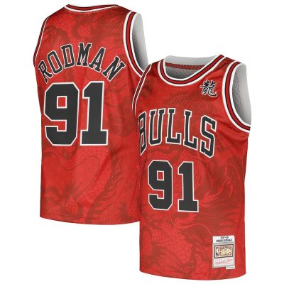 Dennis Rodman Chicago Bulls 1997/98 Hardwood Classics Asian Heritage 6.0 Swingman Throwback Player Jersey - Red