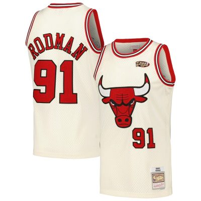 Dennis Rodman Chicago Bulls Chainstitch Swingman Jersey - Cream