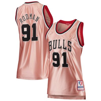 Dennis Rodman Chicago Bulls Women's 75th Anniversary Rose Gold 1997 Swingman Jersey - Pink