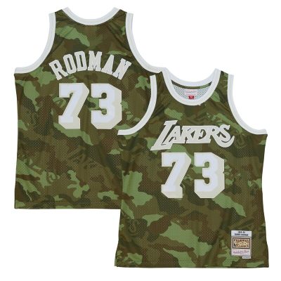 Dennis Rodman Los Angeles Lakers Hardwood Classics 1998/99 Ghost Green Swingman Jersey - Camo