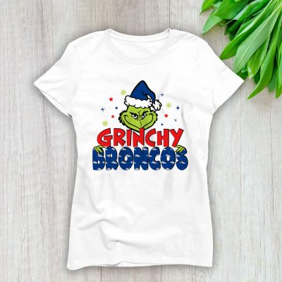 Denver Broncos Merry Christmas NFL Gift For Fan Cute Grinch Lady T-Shirt Women Tee LTL20514