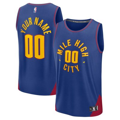 Denver Nuggets Fast Break Custom Jersey Statement Edition - Blue