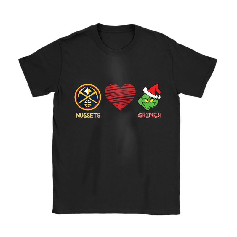 Denver Nuggets Merry Christmas NBA Gift For Fan Cute Grinch Unisex T-Shirt Cotton Tee TAT21721