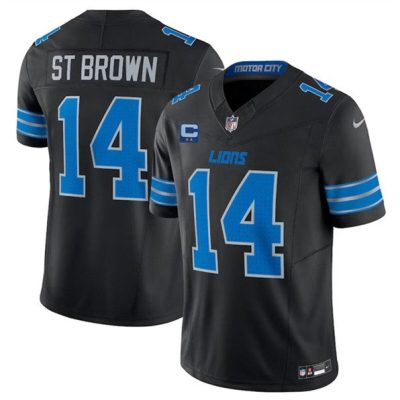 Detroit Lions #14 Amon-Ra St. Brown Black 2024 F.U.S.E. With 2-Star C Patch 2nd Alternate Vapor Limited Football Stitched Jersey