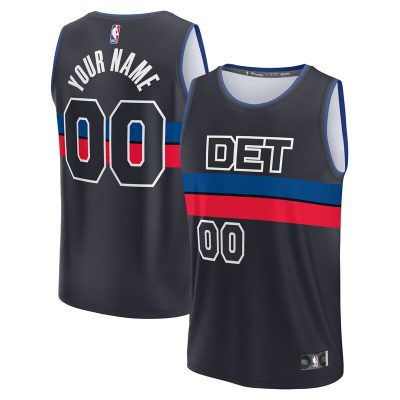 Detroit Pistons Fast Break Custom Jersey - Charcoal - Statement Edition