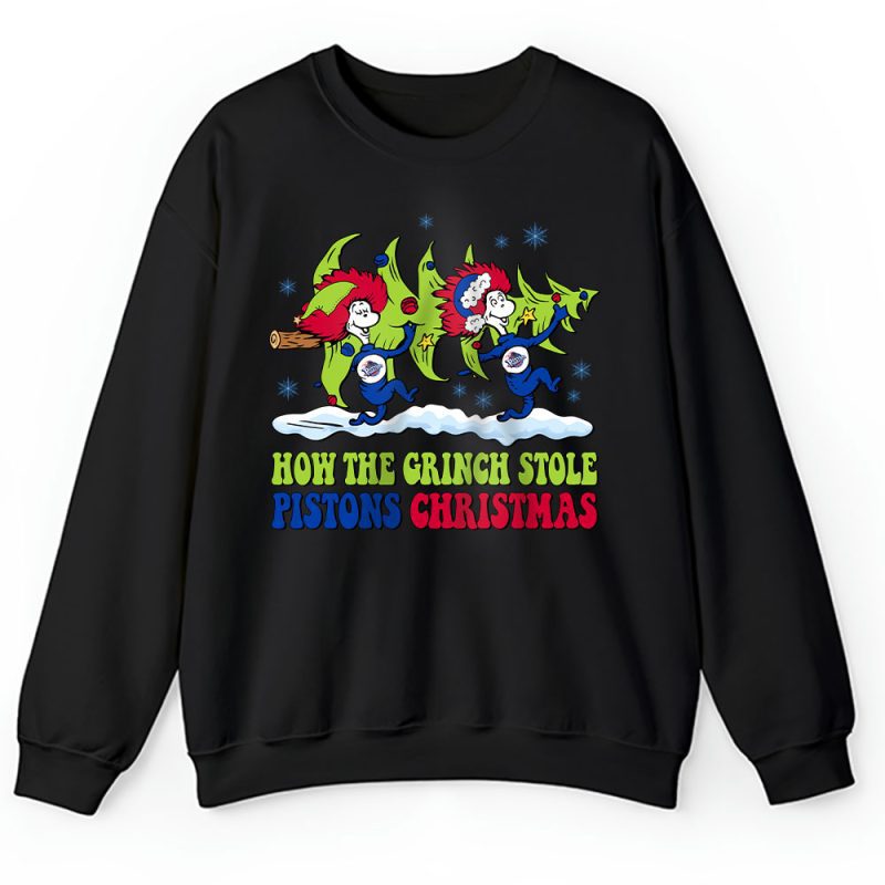 Detroit Pistons Merry Christmas NBA Gift For Fan Cute Grinch Unisex Sweatshirt TAH21716