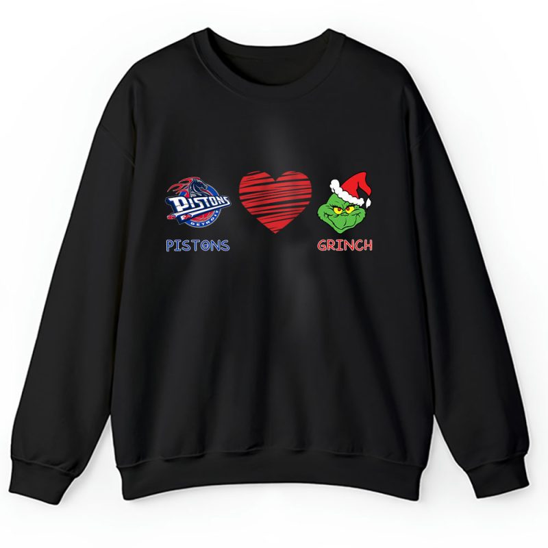 Detroit Pistons Merry Christmas NBA Gift For Fan Cute Grinch Unisex Sweatshirt TAH21720