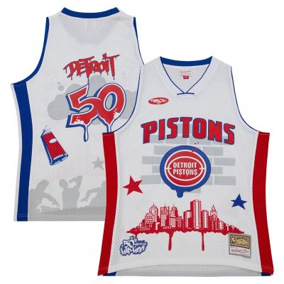 Detroit Pistons x Tats Cru Hardwood Classics Fashion Jersey - White