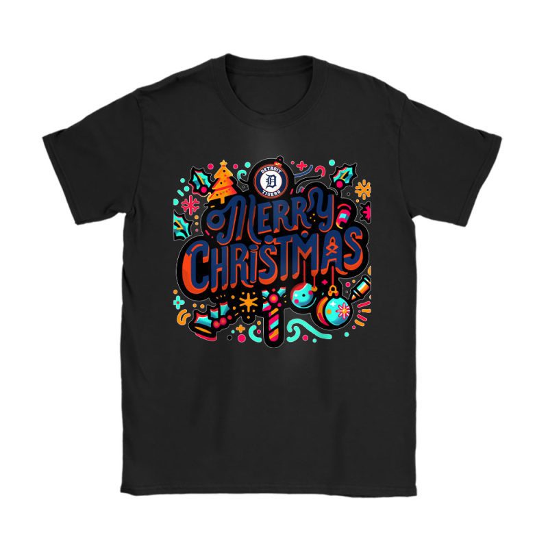 Detroit Tigers Merry Christmas MLB Gift For Fan Christmas Funny Unisex T-Shirt Cotton Tee TAT21396